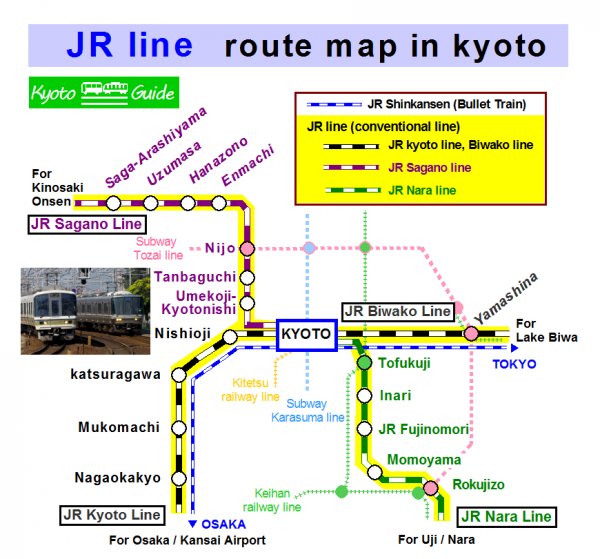 Trains (JR line route map)201901 | Kyoto Bus & Train Guide