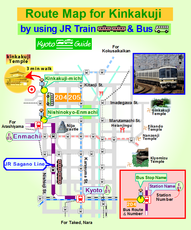 How to get(JR & Bus route map kyoto sta to kinkakuji)201901 | Kyoto Bus ...