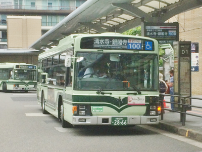 Kyoto city bus No.100 at bus stop D1 for Kiyomizu temple