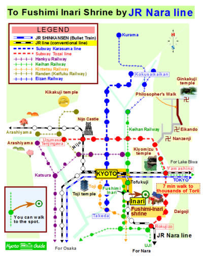 How to get (for Fushimi Inari Shrine route map by JR) | Kyoto Bus ...