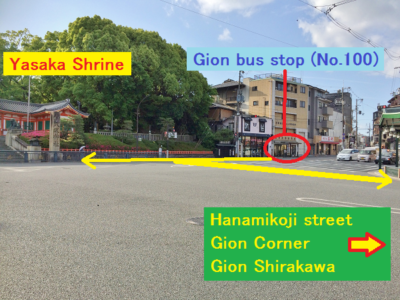 Gion bus stop to attractions 1