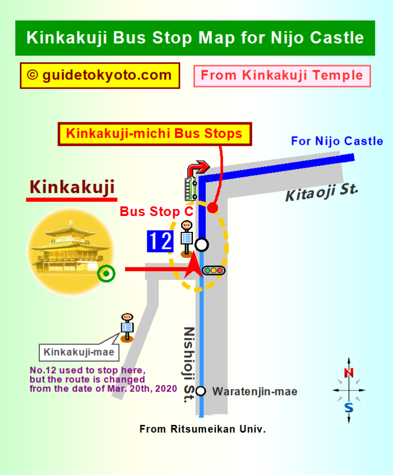 How To Get Kinkakuji Bus Stops Map For Nijo Castle202304b Kyoto Bus